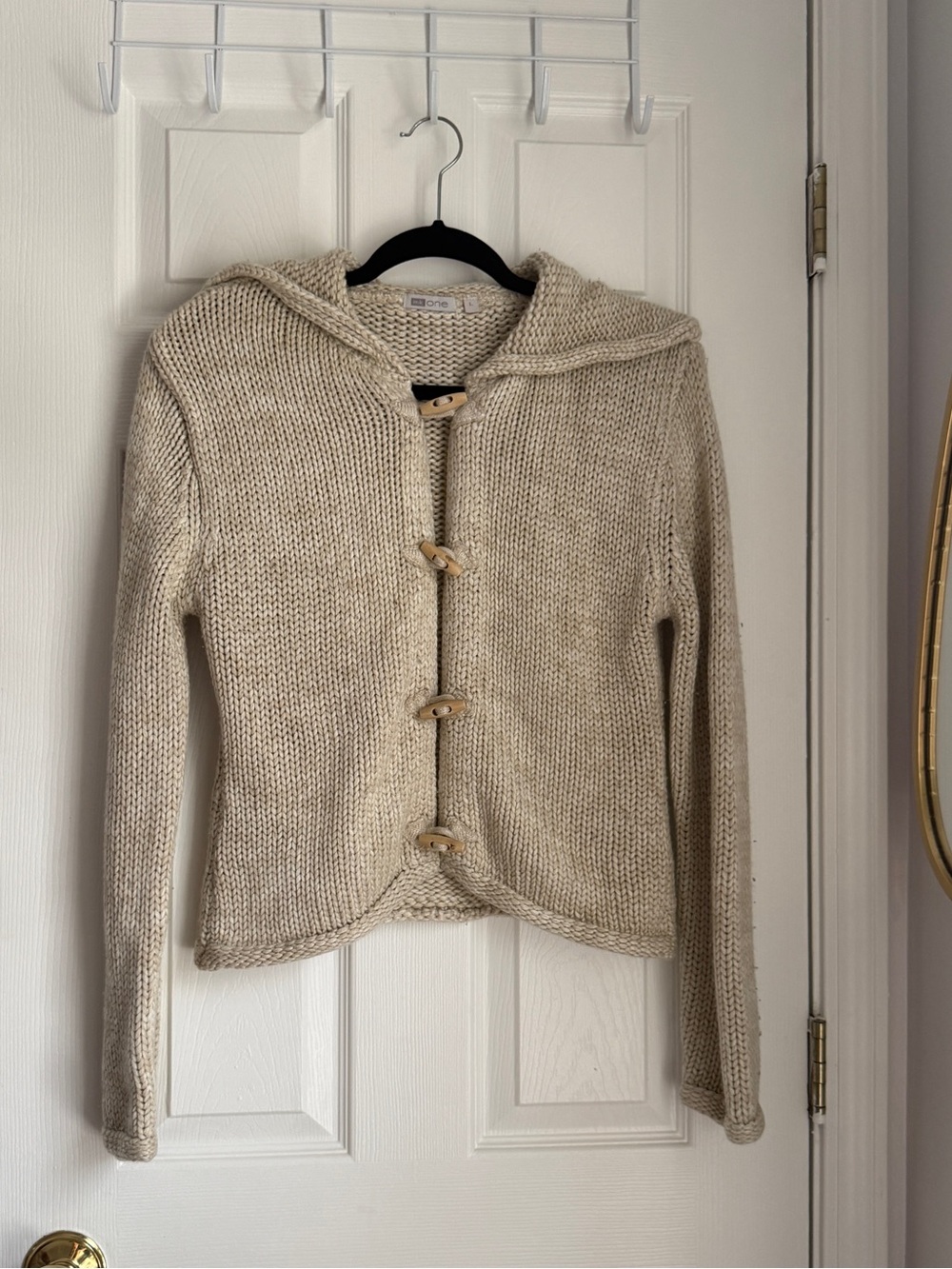 Michael Kors Cream/Ivory Chunky Knit Cardigan Streetwear Layering Sweater Size L